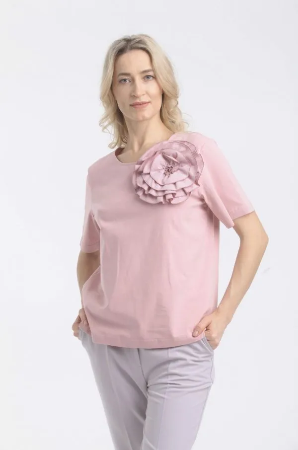 Футболка Л916 хлопок п.роза, цветок Tropic 
Л916 хлопок п.роза, цветок Tropic