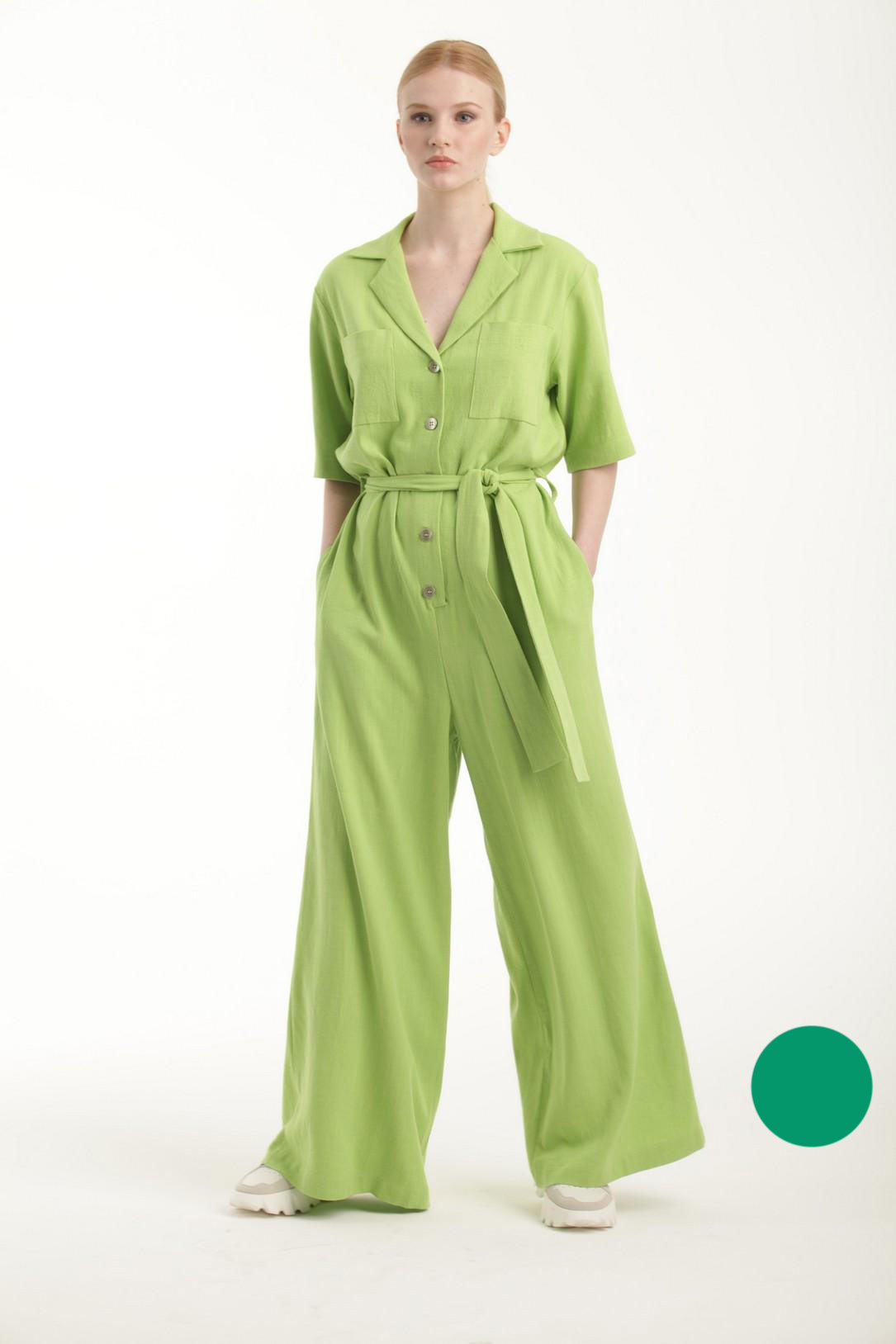 комбинезон Л808 хлопок-лен зелёный Л808 хлопок-лен зелёный