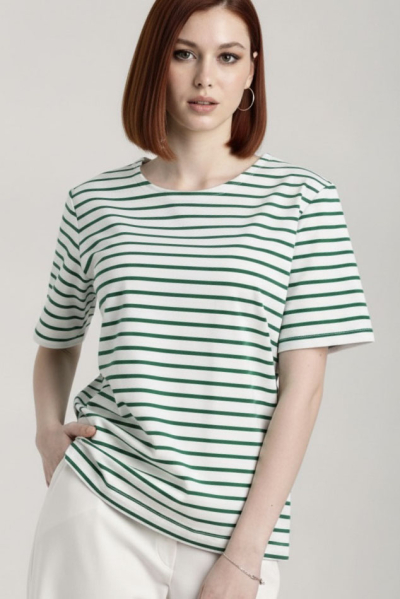 Футболка Л916 хлопок полоска ярко-зелёный Л916 хлопок полоска ярко-зелёный