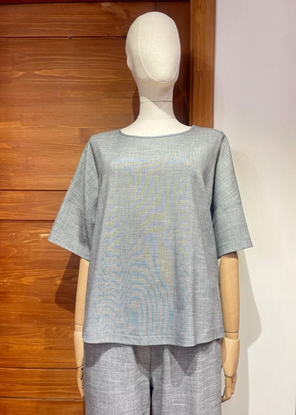 Блуза Л522 текстиль Николь серый меланж_434 Л522 Николь серый меланж_434