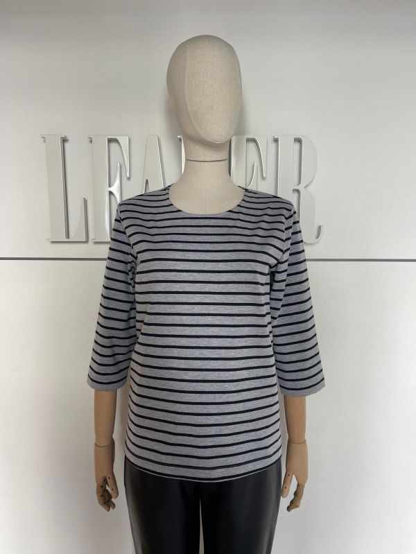 Футболка Л918 хлопок полоска чёрная - серый меланж  
Л918 хлопок полоска чёрная - серый меланж