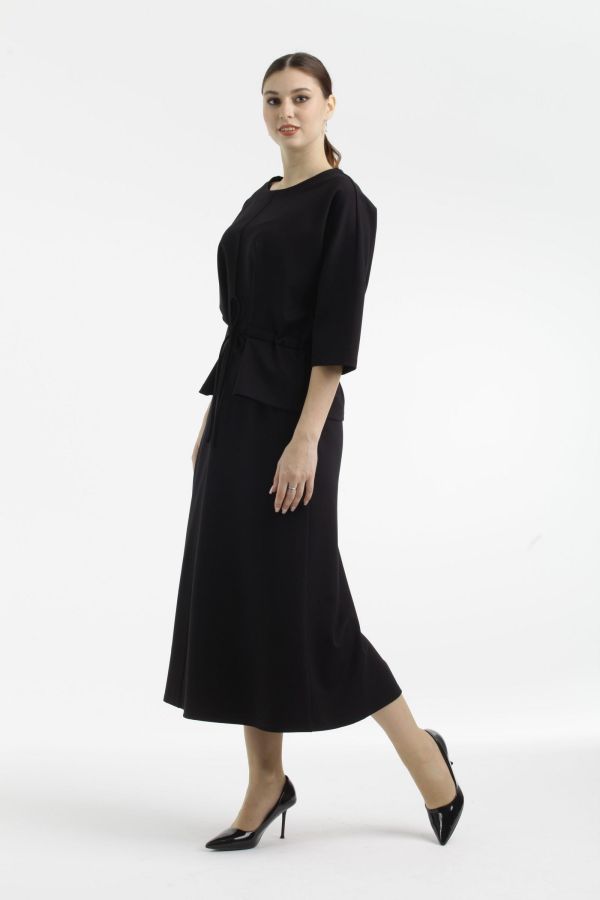 Юбка Л583 трикотаж джерси черный_417 
Л583 трикотаж джерси черный_417