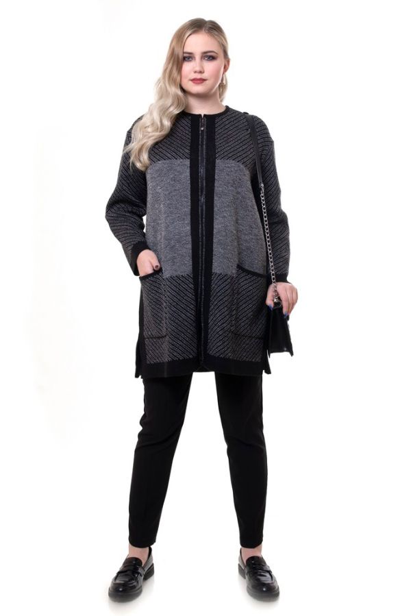 жакет С2542 серый+черный 
С2542 серый+черный