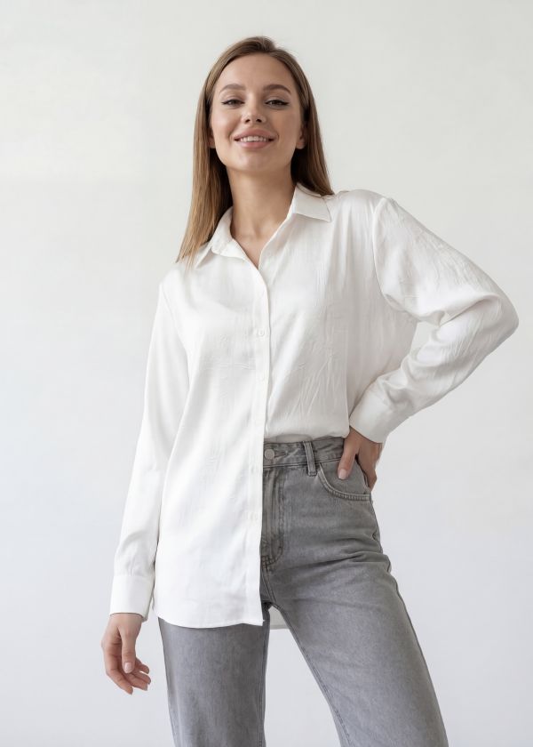 Блуза Л544 атлас жатка белый Л544 атлас жатка белый