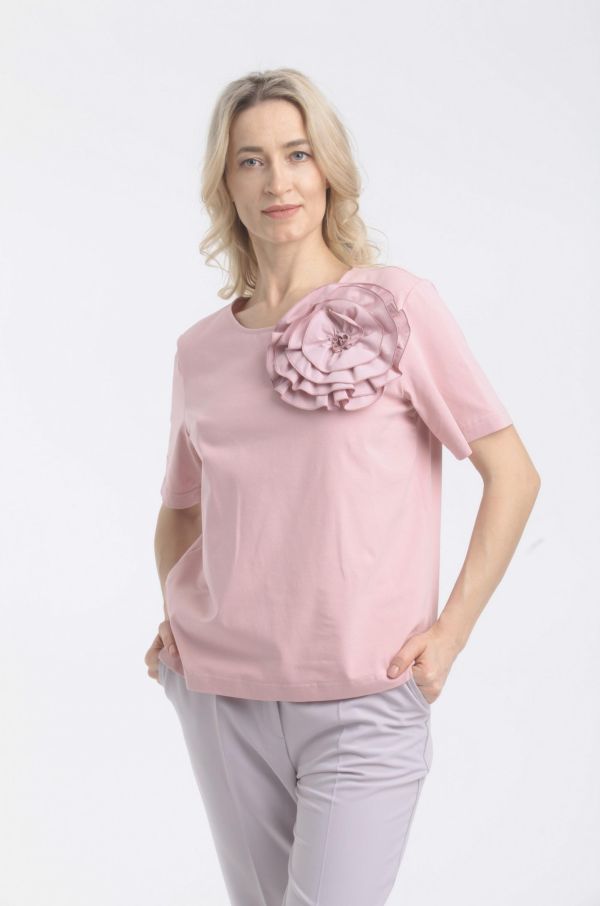 Футболка Л916 хлопок п.роза, цветок Tropic 
Л916 хлопок п.роза, цветок Tropic