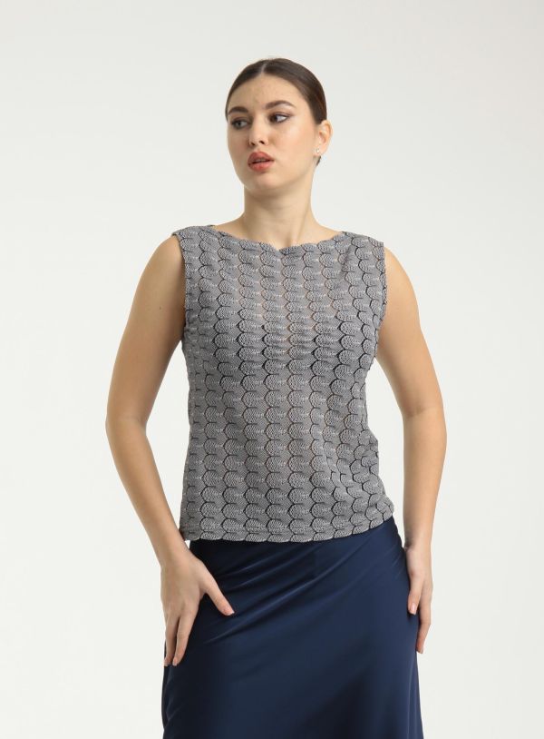 майка Л2054 кружево коклюшки чёрно-белый 
Л2054 кружево коклюшки чёрно-белый