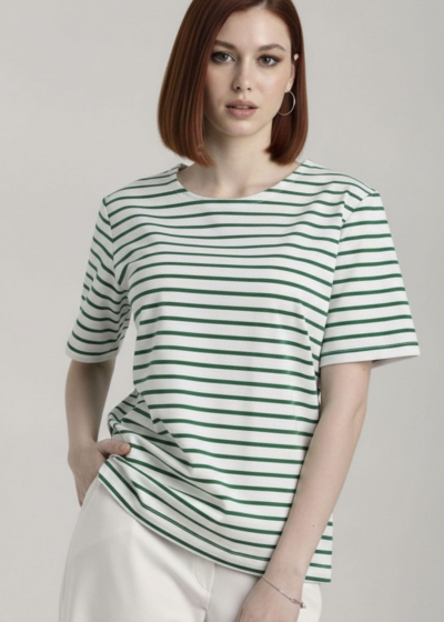 Футболка Л916 хлопок полоска ярко-зелёный Л916 хлопок полоска ярко-зелёный