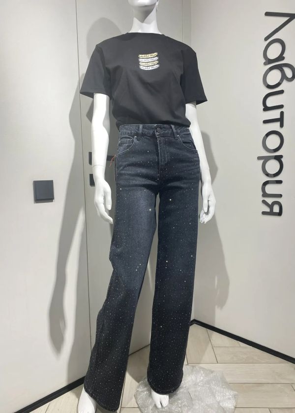 Джинсы дж22605 черный стразы ZV дж22605 черный стразы