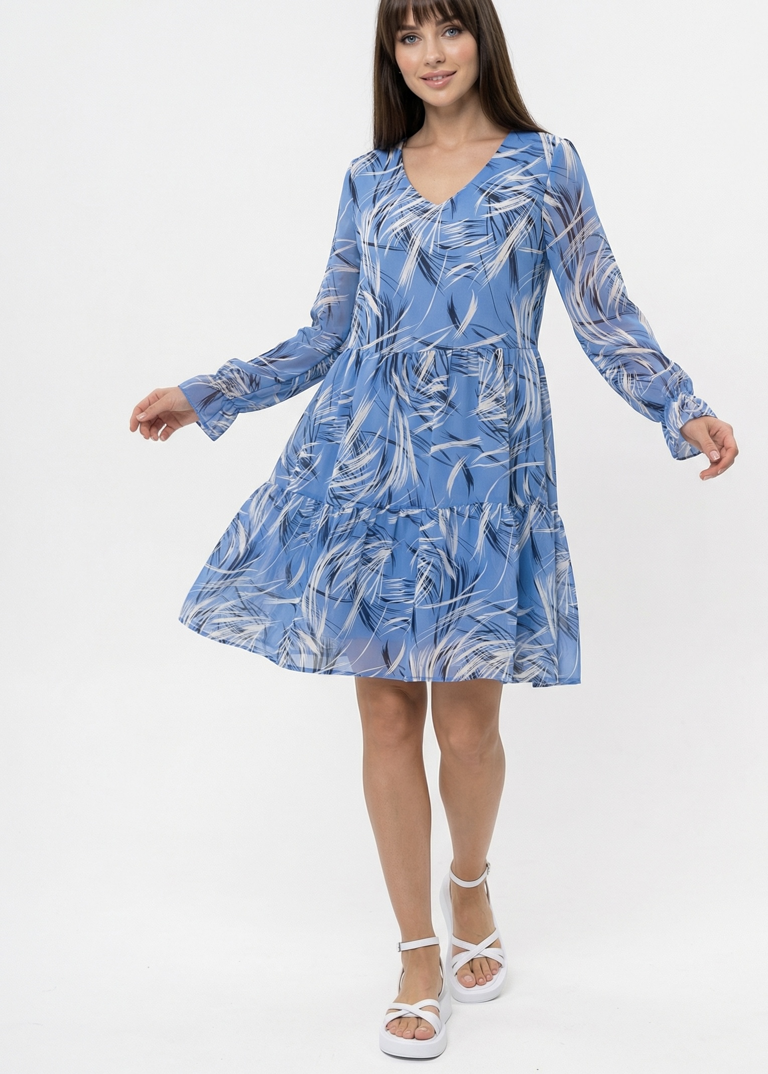 платье Петрарка_4 перья на голубом Весна 
Петрарка_4 перья на голубом