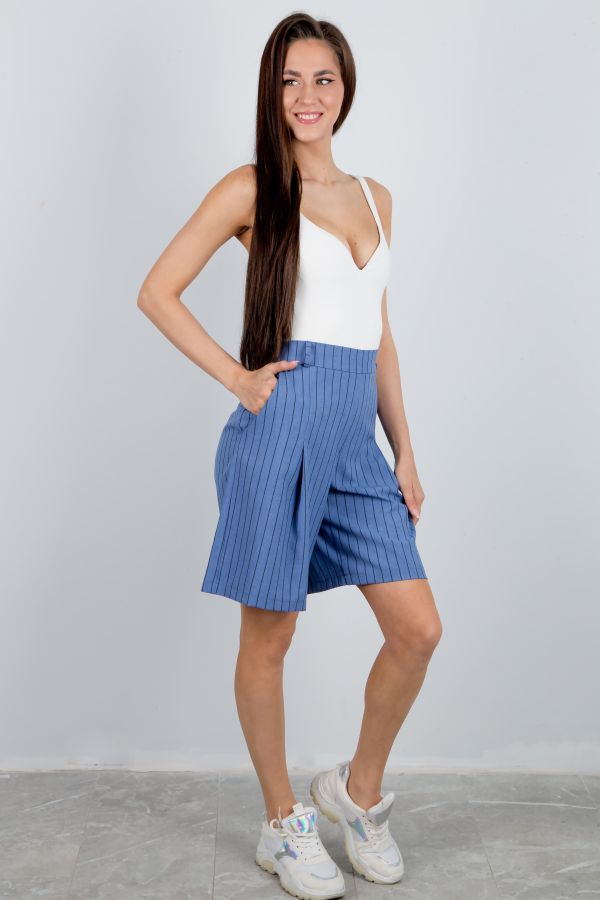 шорты Л742 лен широкая полоска джинс Л742 лен широкая полоска джинс