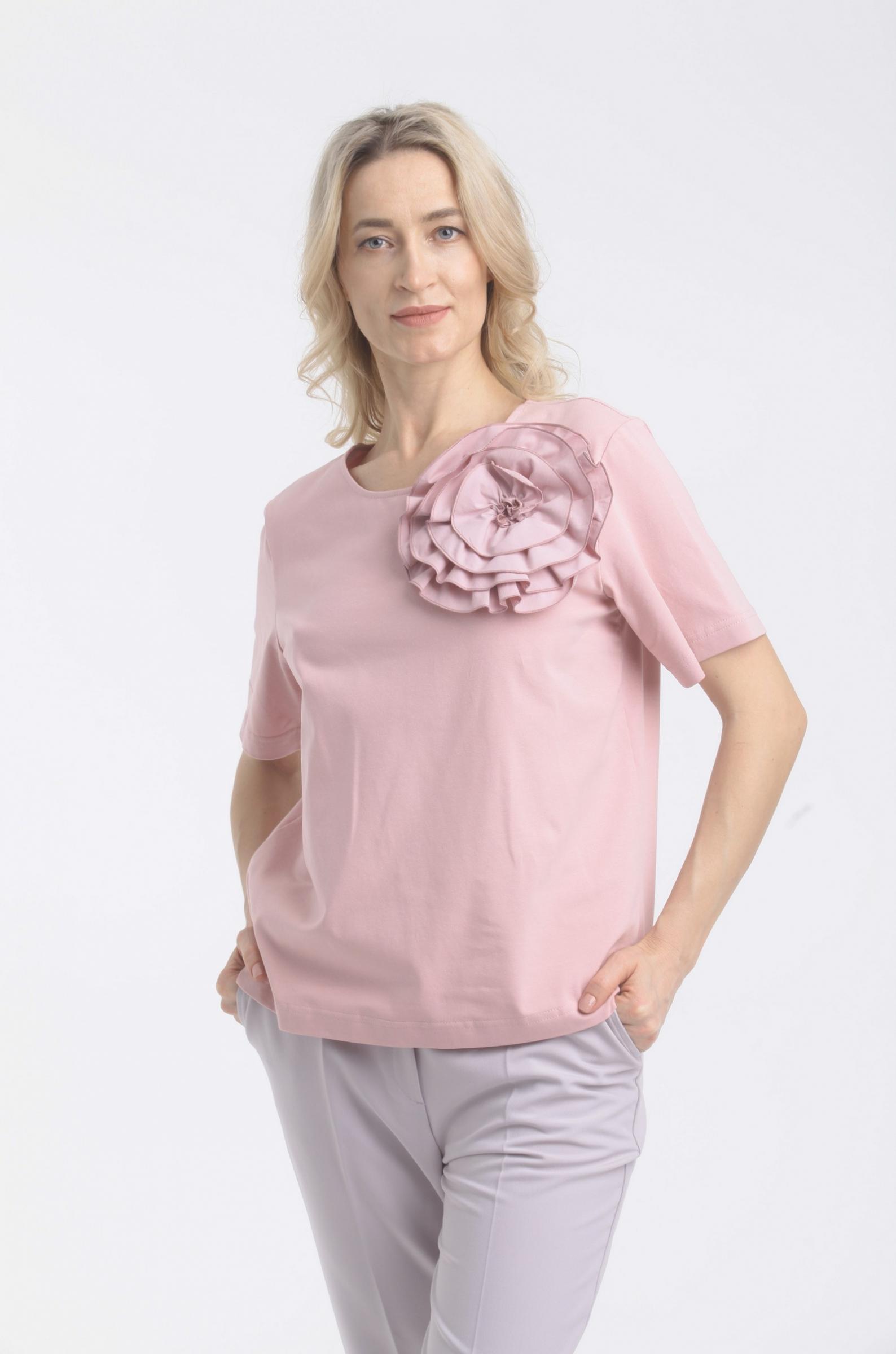 Футболка Л916 хлопок п.роза, цветок Tropic 
Л916 хлопок п.роза, цветок Tropic