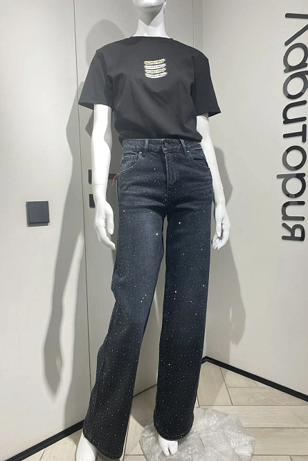 Джинсы дж22605 черный стразы ZV