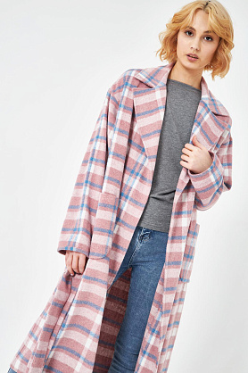 жакет Л782 драп двусторонний клетка розовый Л782 драп двусторонний клетка розовый