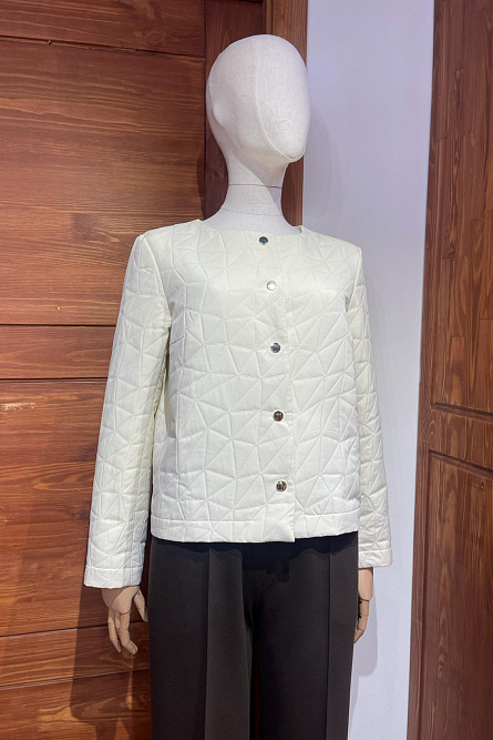 Жакет Л592 ткань курточная стёганка ваниль