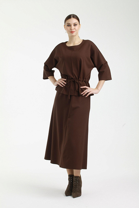 Юбка Л583 трикотаж джерси шоколад_416