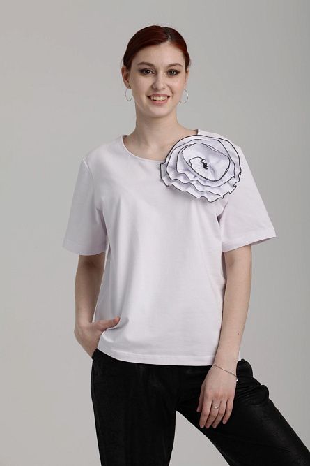 Футболка Л916 хлопок белый цветок Tropic