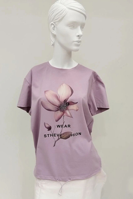 блузка К02850 лиловый цветок