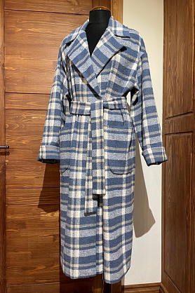 жакет Л782 драп двусторонний клетка голубой Л782 драп двусторонний клетка голубой