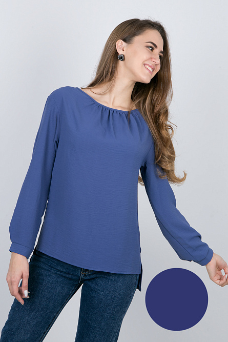 блузка Л727 крэш-лайт т.синий