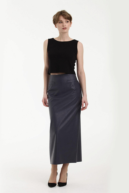 юбка Л512 экокожа лайт т.синий skin