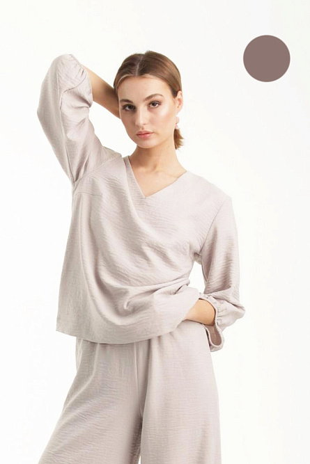 Блуза Л851 лён жатка_380 какао