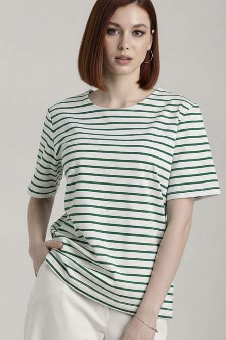 Футболка Л916 хлопок полоска ярко-зелёный