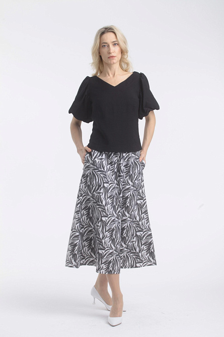 Юбка Л507 текстиль Вивьен бисер чёрный Tropic